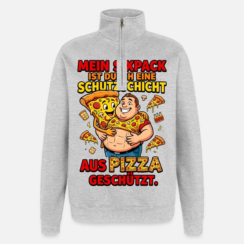 Pizza Sixpack Protective Layer Meme - Quarter-Zip Sweatshirt - heather grey