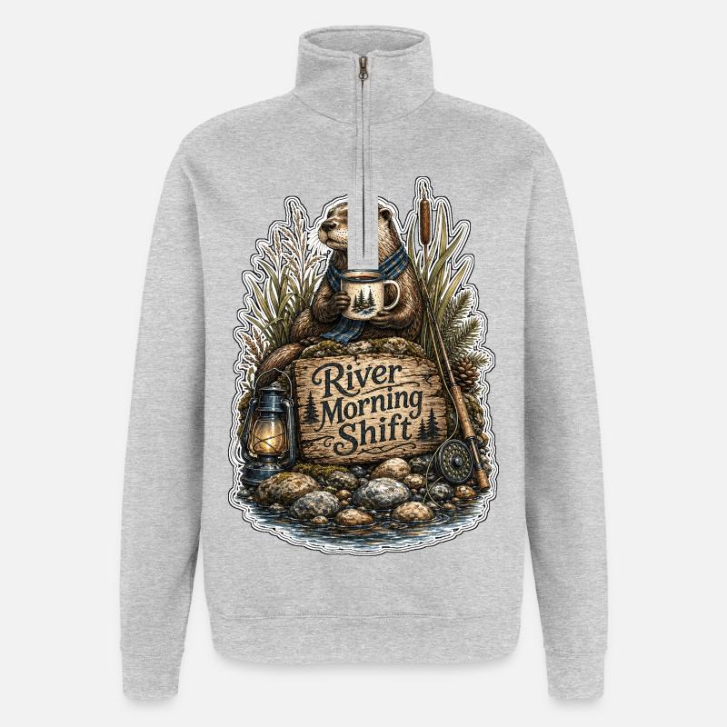 River Morning Shift Otter - Quarter-Zip Sweatshirt - heather grey