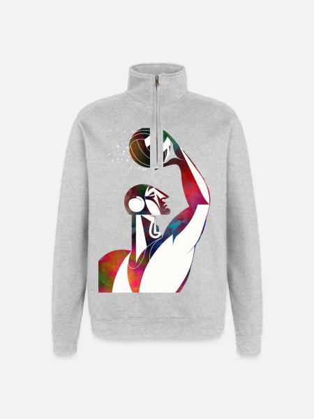 Profile of a water football player - Quarter-Zip Sweatshirt - heather grey