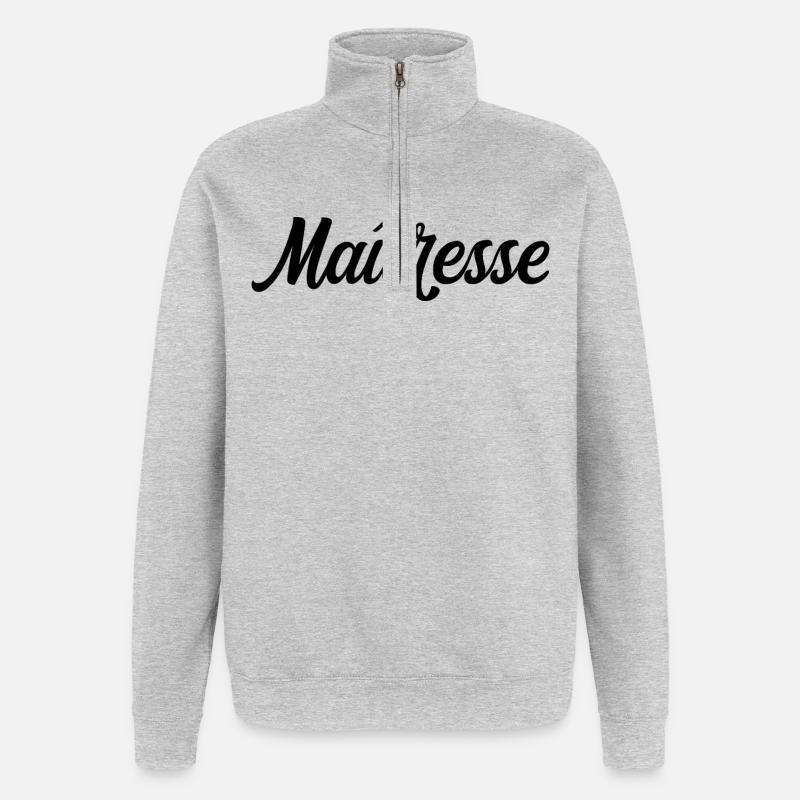 Maîtresse D'école Enseignante Classe Élémentaire - Sweat à zip 1/4 - gris chiné