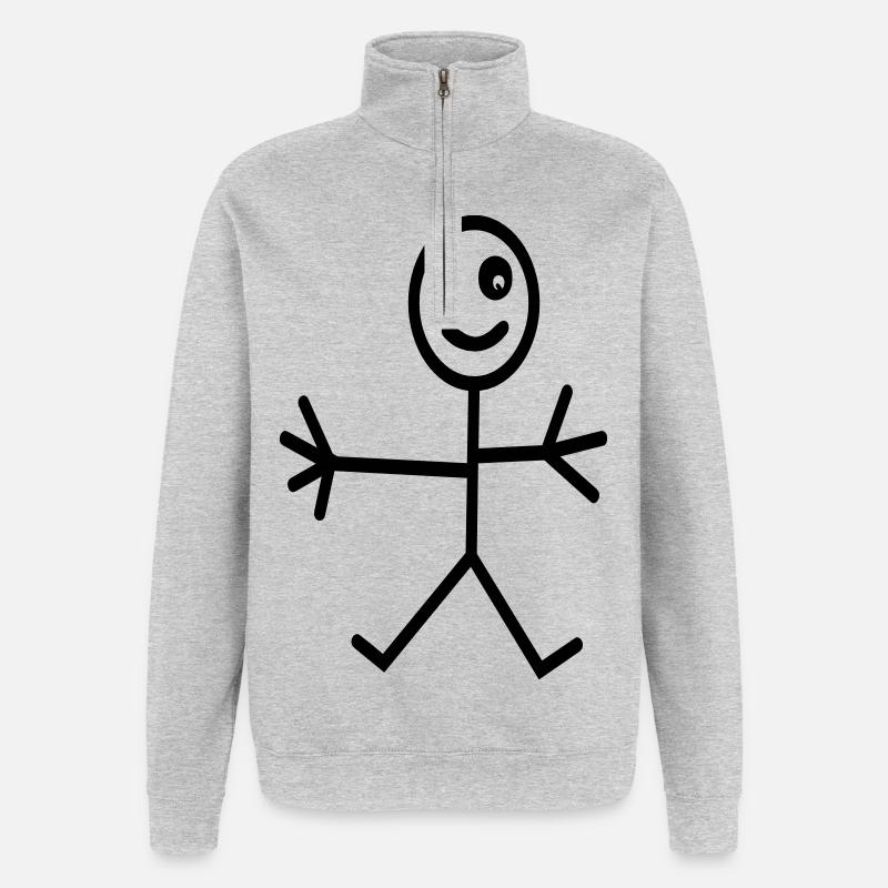 Comic - Quarter-Zip-Sweatshirt - Grau meliert
