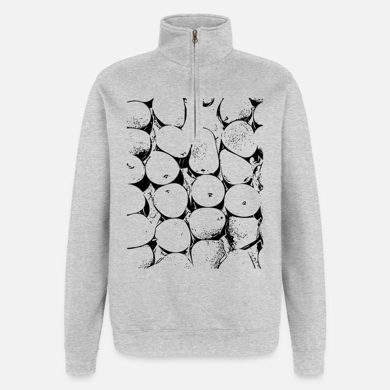 poire - Sweat à zip 1/4 - gris chiné
