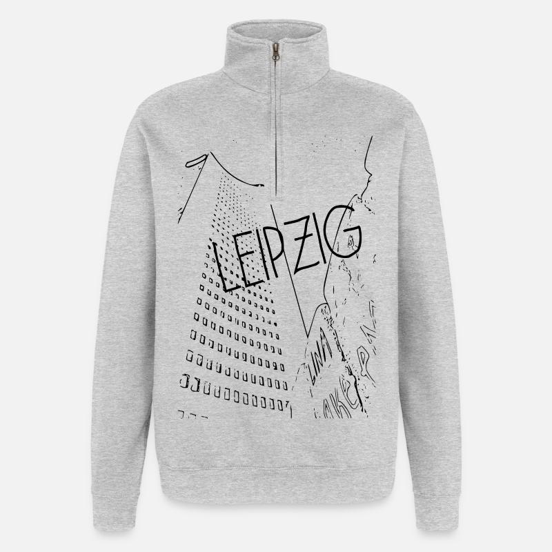 Centre de Leipzig - Sweat à zip 1/4 - gris chiné