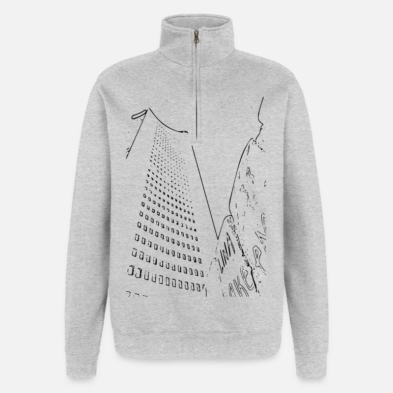 Leipzig - Sweat à zip 1/4 - gris chiné