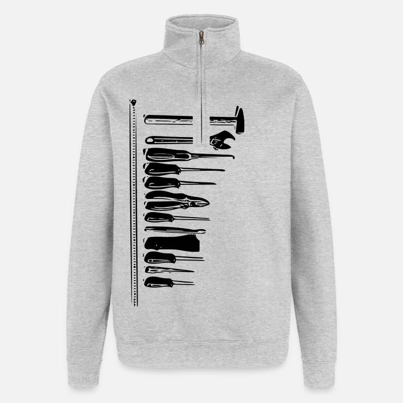 Outil - Sweat à zip 1/4 - gris chiné