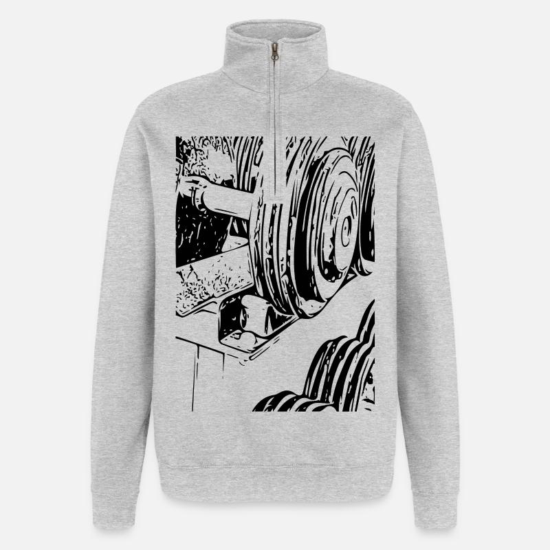 Haltère - Sweat à zip 1/4 - gris chiné