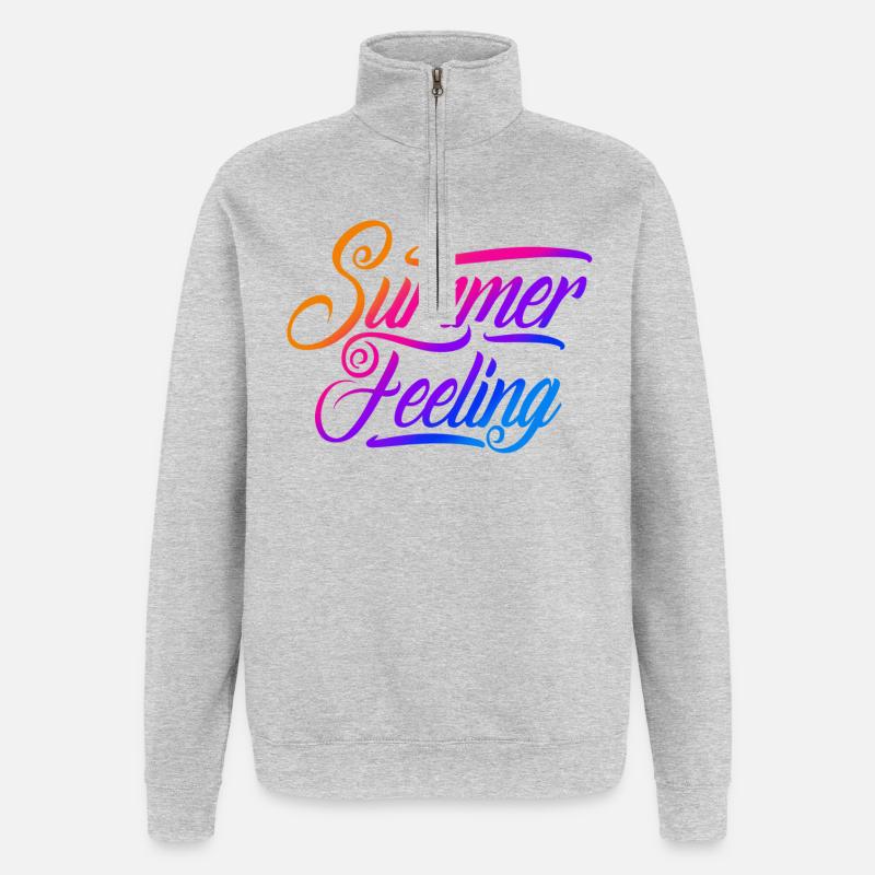 Summer feeling - Sweat à zip 1/4 - gris chiné