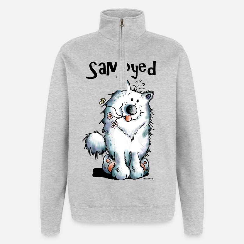 Lustiger Samojede - Quarter-Zip-Sweatshirt - Grau meliert