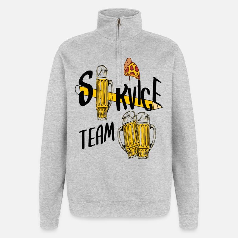 Service Team Bier - Quarter-Zip-Sweatshirt - Grau meliert