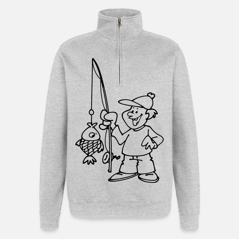 Fischer - Quarter-Zip-Sweatshirt - Grau meliert