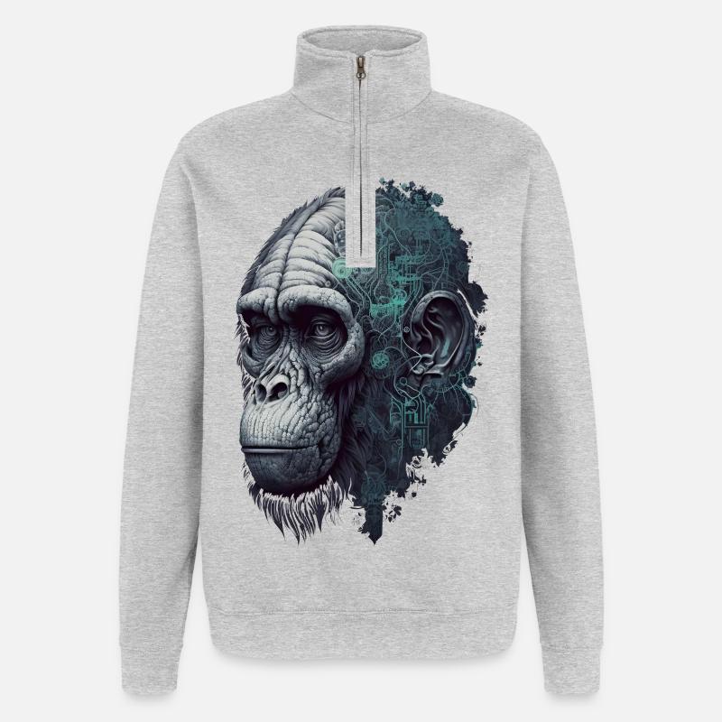 AI-controlled monkey - Quarter-Zip Sweatshirt - heather grey