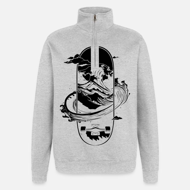 Graphismes de skateboard - Sweat à zip 1/4 - gris chiné