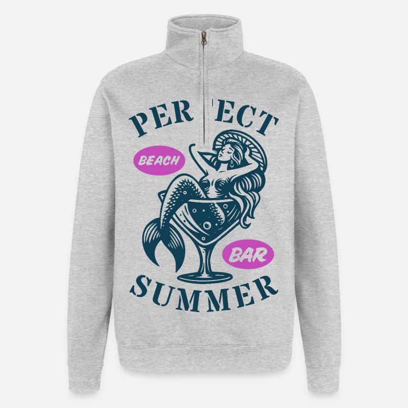 summer beach mermaid - Quarter-Zip Sweatshirt - heather grey