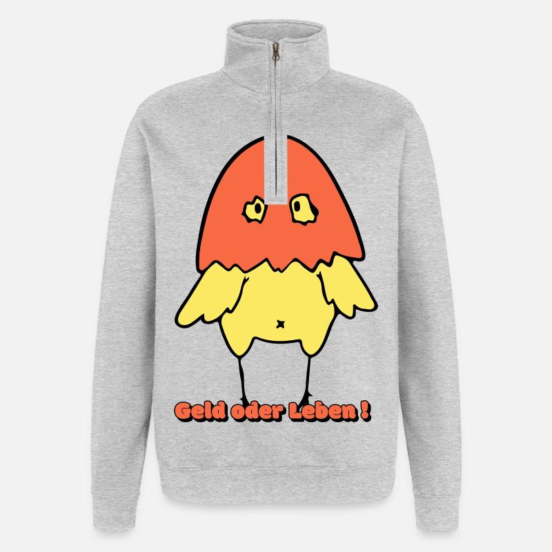 Geld oder Leben!  - Quarter-Zip-Sweatshirt - Grau meliert
