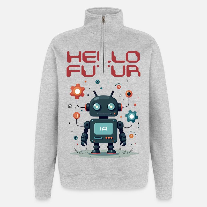 Hello Future Character by Helfspawn - Quarter-Zip Sweatshirt - heather grey