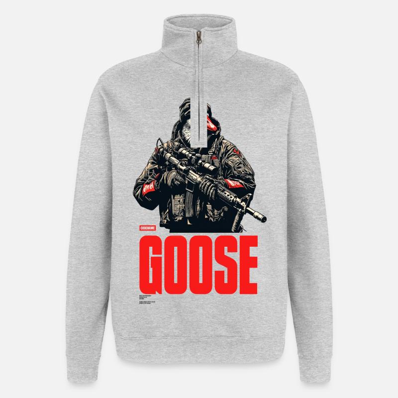 Nom de code Goose - Sweat à zip 1/4 - gris chiné