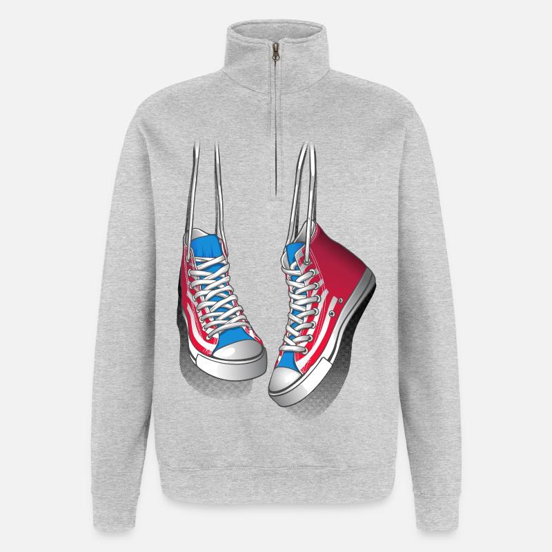 Baskets et lacets de chaussures - Sweat à zip 1/4 - gris chiné