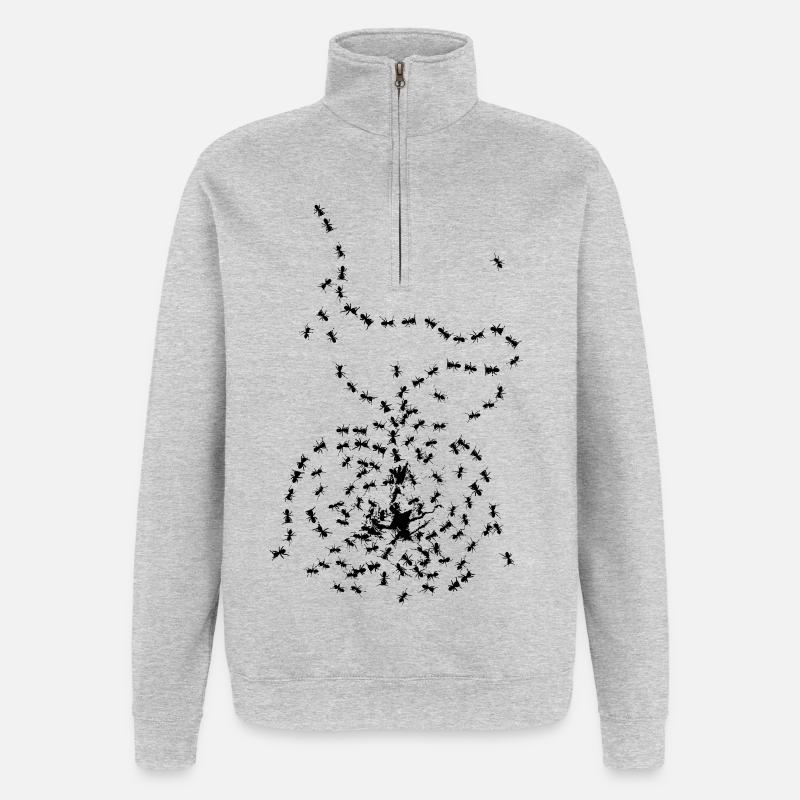 Halloween, Fourmi, Route, Pique-, Forêt, Randonnée - Sweat à zip 1/4 - gris chiné