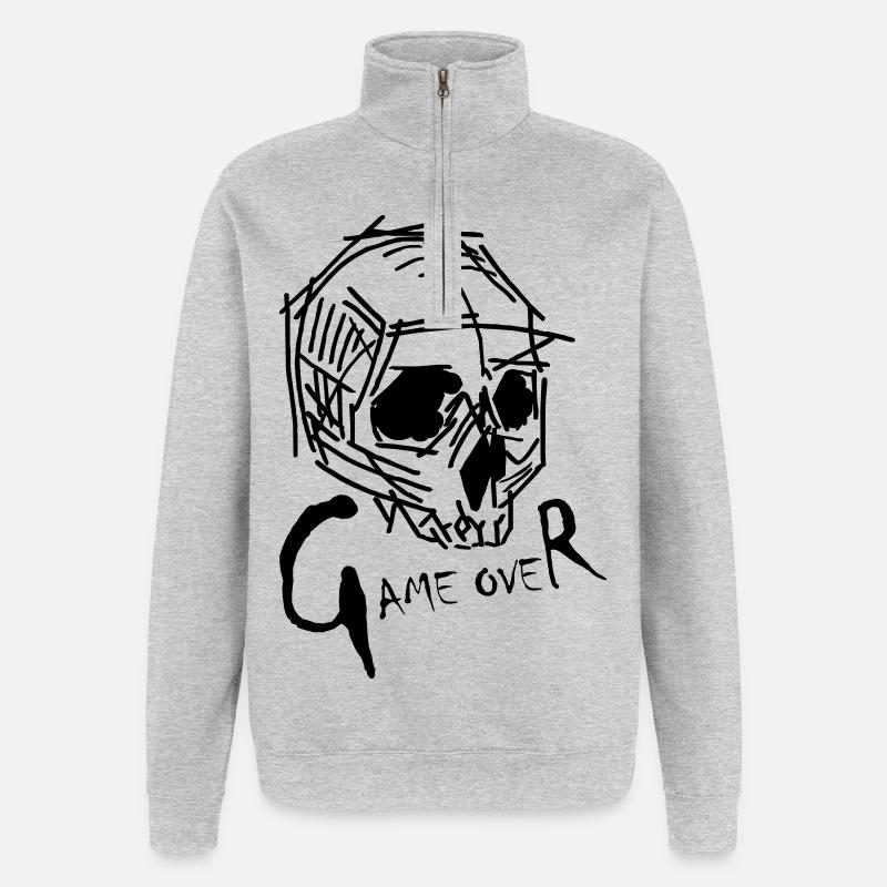 Fin du jeu - Sweat à zip 1/4 - gris chiné