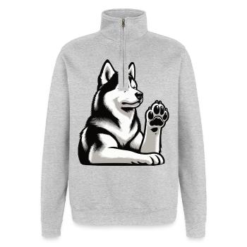 Husky Huskies Husky Owners Husky Owners Husky Fans - Quarter-Zip Sweatshirt - heather grey - Front - AI Model Female 172 light (172cm) & AI Model Male 178 dark (178cm)