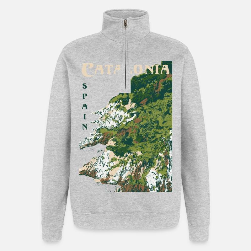 KATALONIEN - Quarter-Zip-Sweatshirt - Grau meliert
