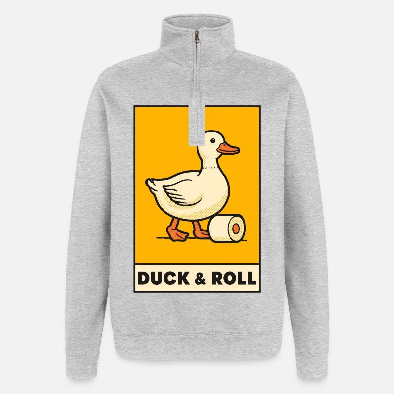 Duck & Roll - Quarter-Zip Sweatshirt - heather grey