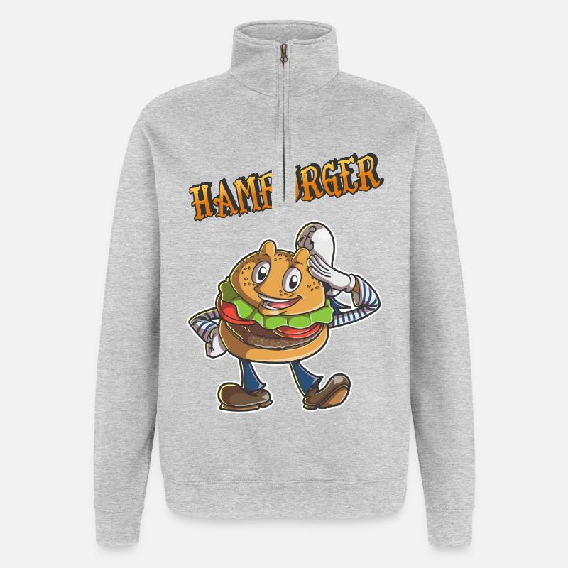 hamburger - Quarter-Zip Sweatshirt - heather grey