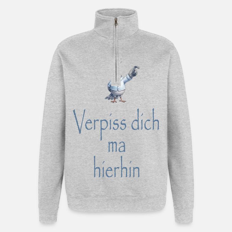 Verpiss dich ma hierhin - Quarter-Zip-Sweatshirt - Grau meliert