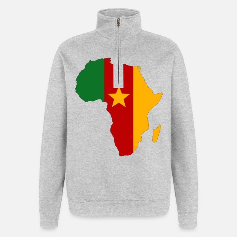 Drapeau du Sénégal Afrique - Sweat à zip 1/4 - gris chiné