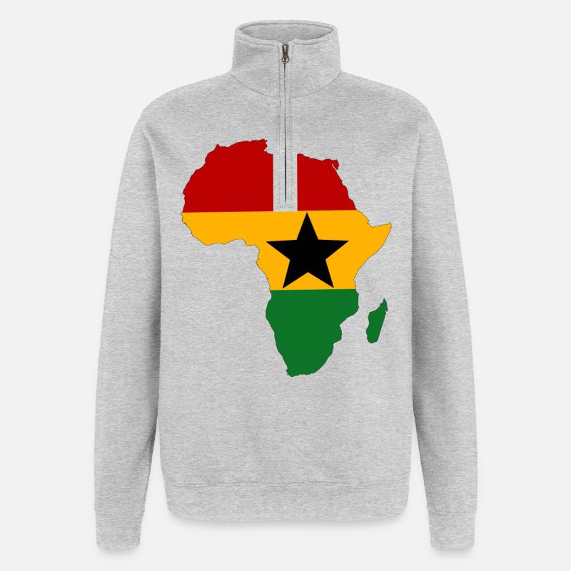 Drapeau du Ghana Afrique - Sweat à zip 1/4 - gris chiné