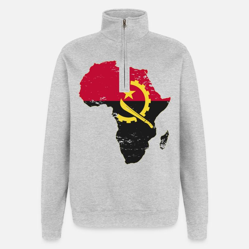 Drapeau de l’Angola Afrique - Sweat à zip 1/4 - gris chiné