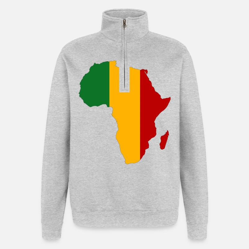 Mali Drapeau Afrique - Sweat à zip 1/4 - gris chiné