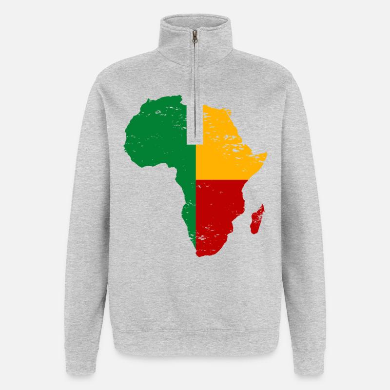 Drapeau du Bénin Afrique utilisé - Sweat à zip 1/4 - gris chiné