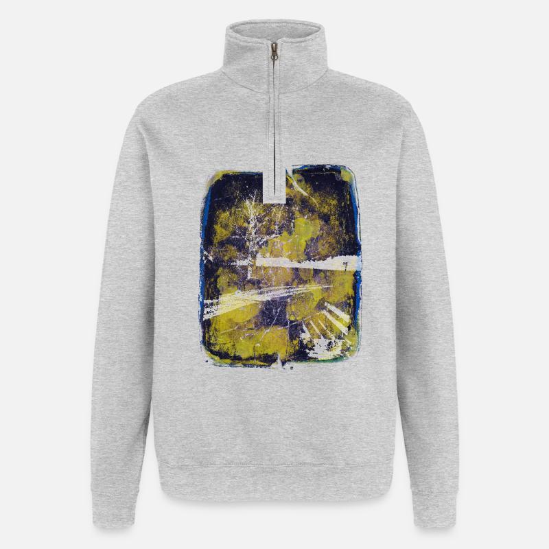 Bench with lime tree - Quarter-Zip Sweatshirt - heather grey
