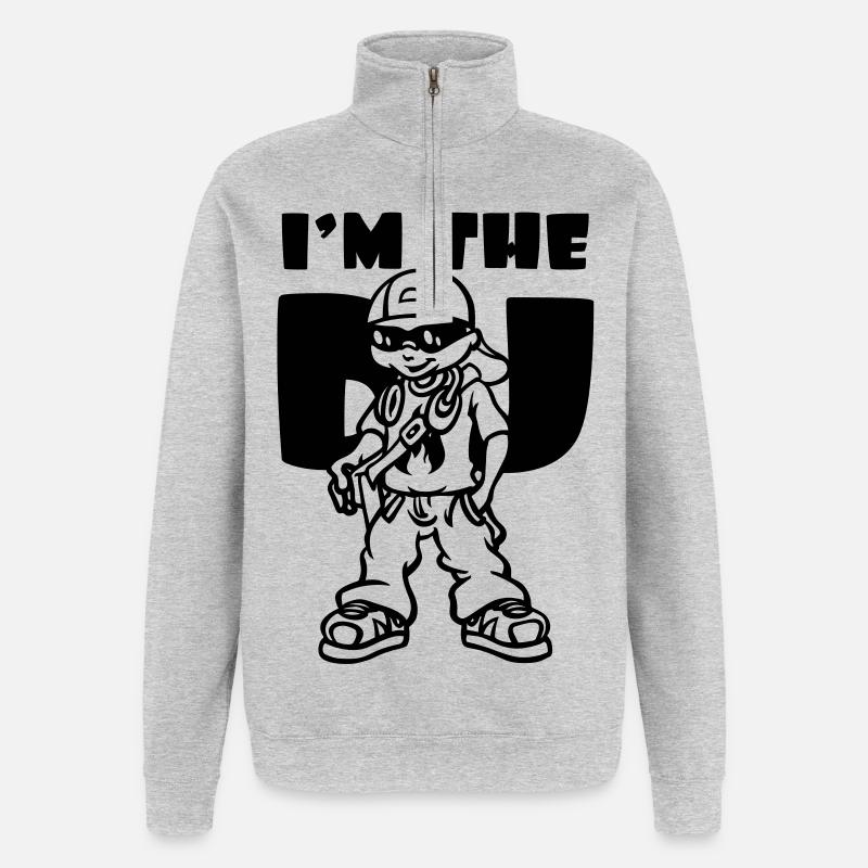 I'm the DJ flex - Sweat à zip 1/4 - gris chiné