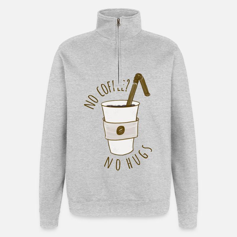 Pas de café? - Sweat à zip 1/4 - gris chiné