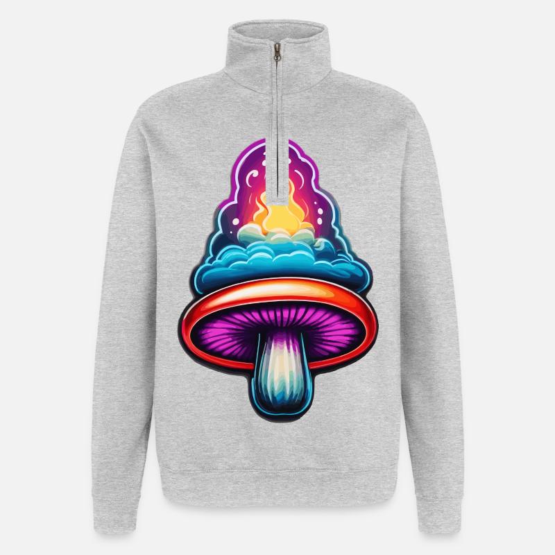 Champignon de feu - Sweat à zip 1/4 - gris chiné