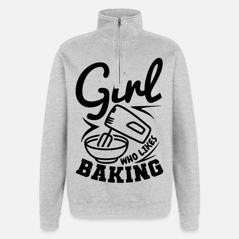 Bäcker Mädchen - Quarter-Zip-Sweatshirt - Grau meliert