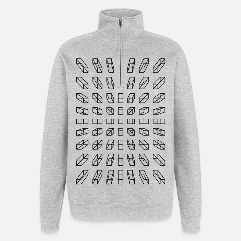 Hypno Bars : Pixels, Illusion & Rétro - Sweat à zip 1/4 - gris chiné