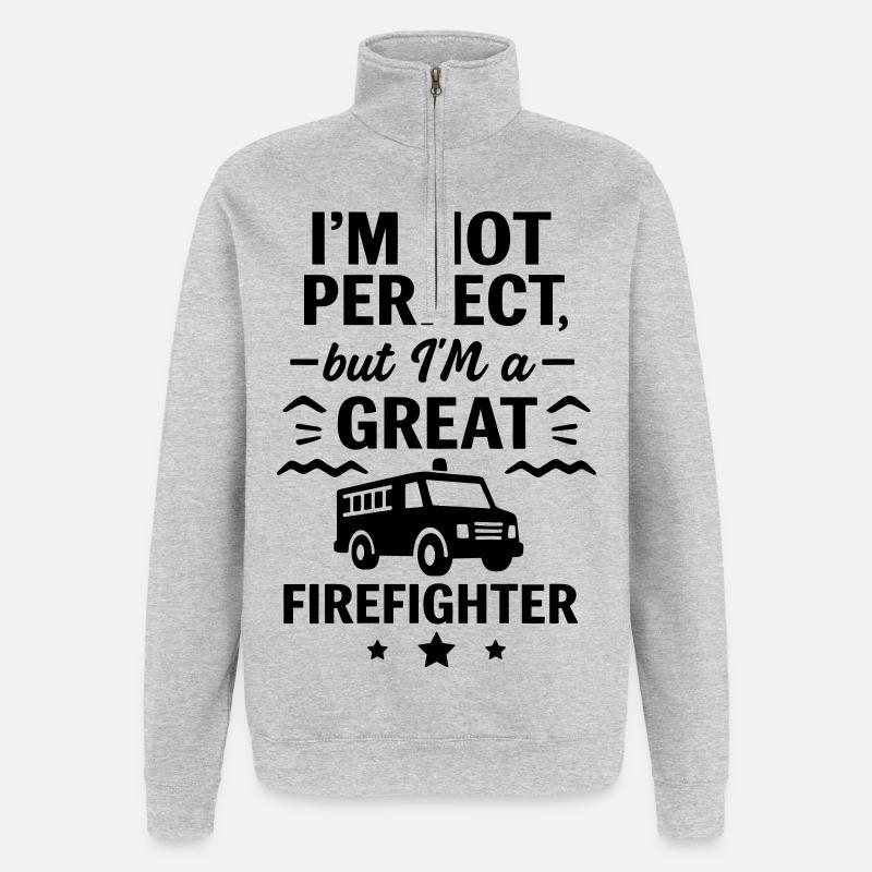 Super Feuerwehrmann Held - Quarter-Zip-Sweatshirt - Grau meliert