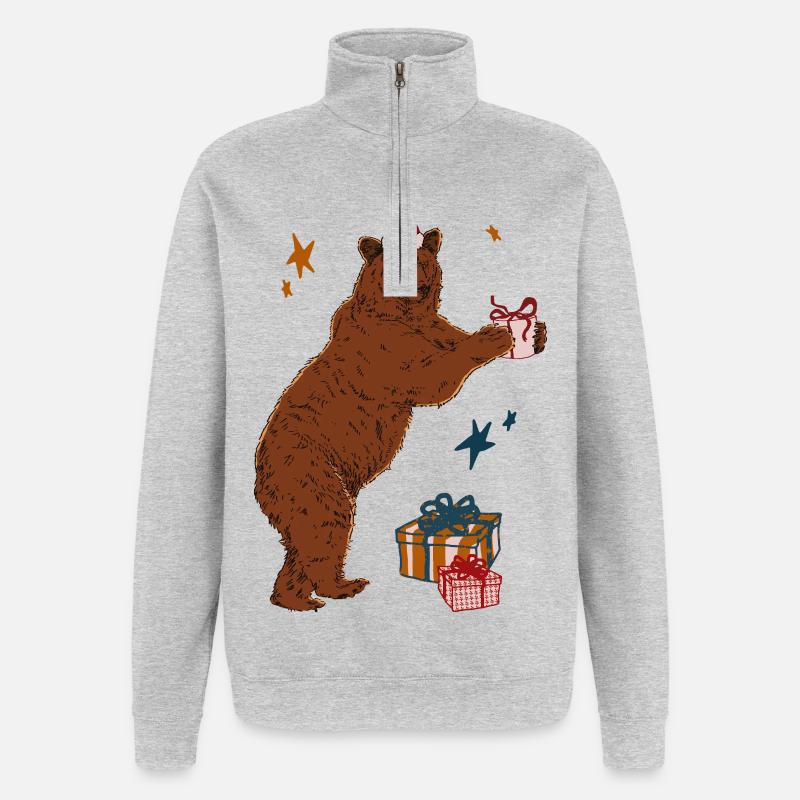 WEIHNACHTSBÄR - Quarter-Zip-Sweatshirt - Grau meliert