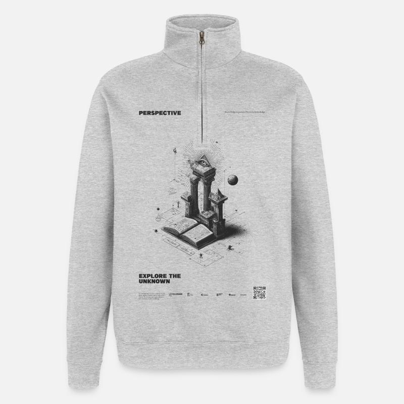 Perspective de l’espace-temps - Sweat à zip 1/4 - gris chiné
