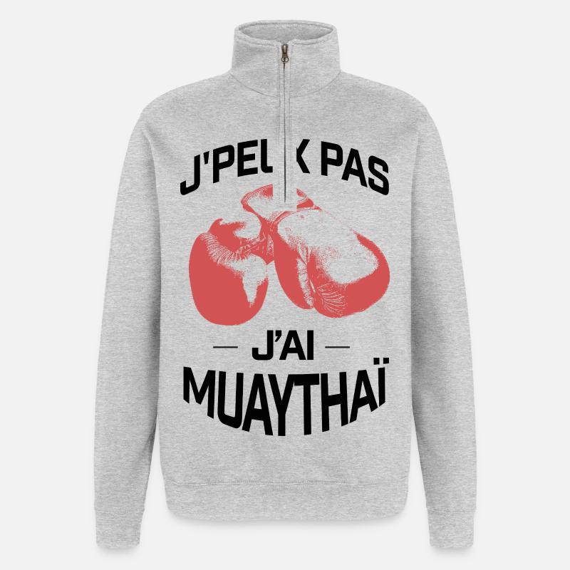 J'PEUX PAS J'AI MUAYTHAI - Sweat à zip 1/4 - gris chiné