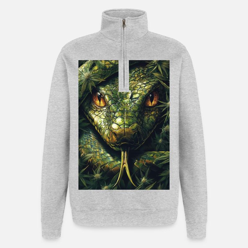 Snake Eye with Leaf Pattern - Quarter-Zip Sweatshirt - heather grey