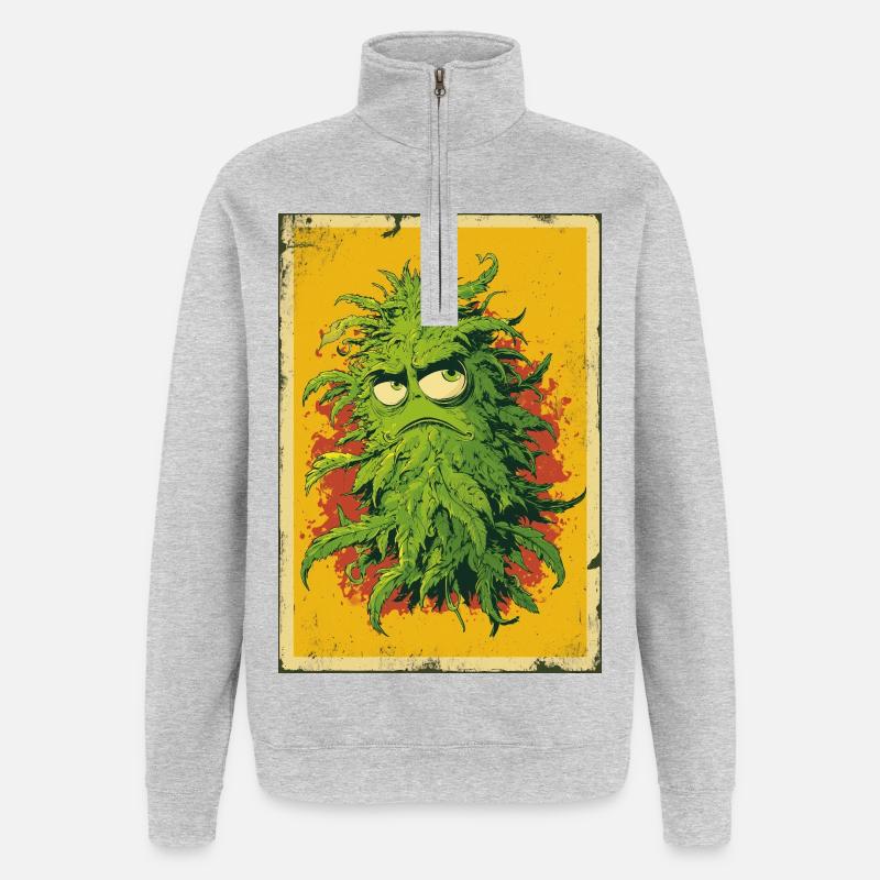 Grumpy Leaf Pop Art Cannabis - Quarter-Zip Sweatshirt - heather grey