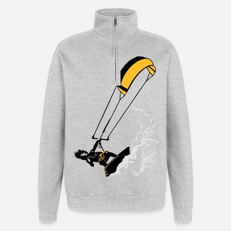 Kitesurfer and wave flex - Sweat à zip 1/4 - gris chiné