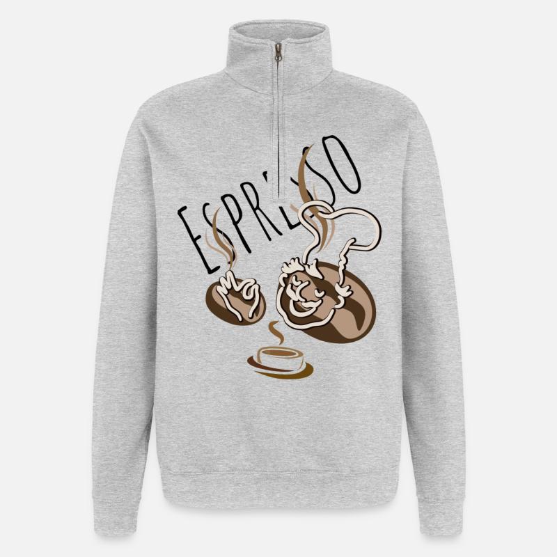 espresso - Sweat à zip 1/4 - gris chiné