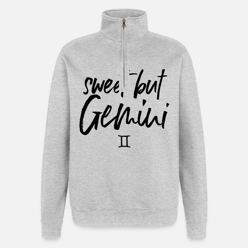 Sweet But GEMINI Zwillinge Sternzeichen - Quarter-Zip-Sweatshirt - Grau meliert