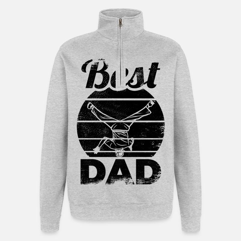 Bester Breakdance Dad - Quarter-Zip-Sweatshirt - Grau meliert