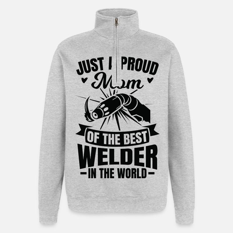 Schweißer Mama - Quarter-Zip-Sweatshirt - Grau meliert